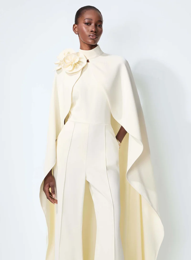 Sunfere  Fabulous Intuition White Floral Applique Cape & Jumpsuit Set for Women | Best Price UAE