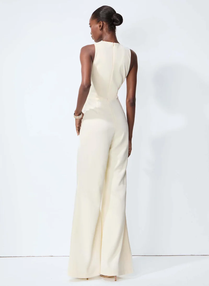Sunfere  Fabulous Intuition White Floral Applique Cape & Jumpsuit Set for Women | Best Price UAE