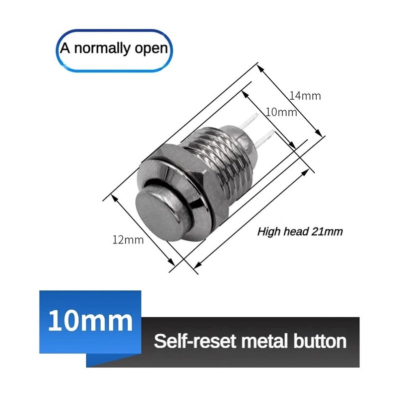 10 مم زر معدني مسطح بإعادة ضبط تلقائي مفتاح من الفولاذ المقاوم للصدأ مقاوم للماء أقدام لحام - Image 3