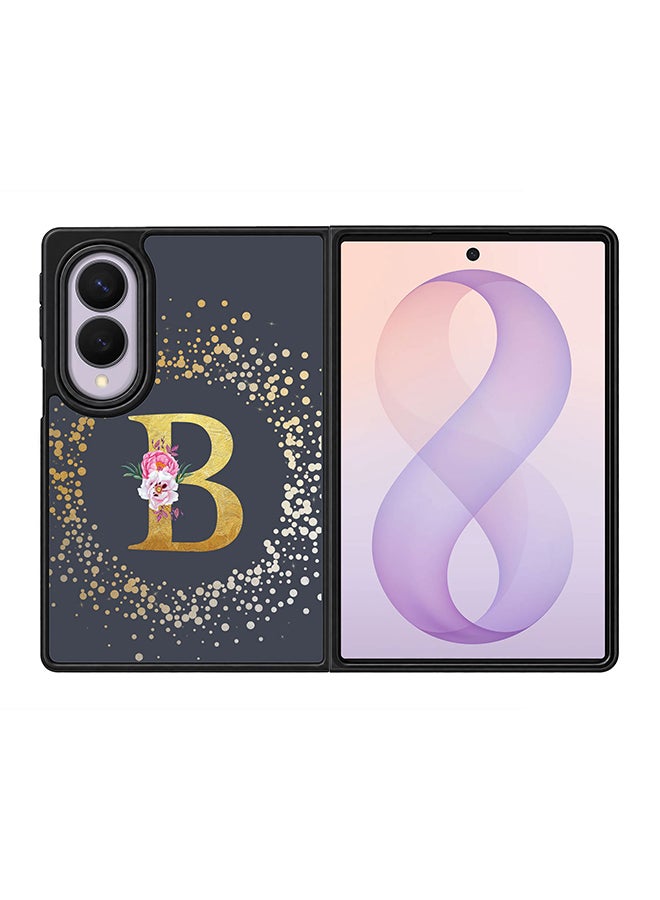 Stylizedd Rugged Case for Samsung Galaxy Z Fold8- Slim Fit Hybrid Rubber Cover Floral Monogram - B (Grey)