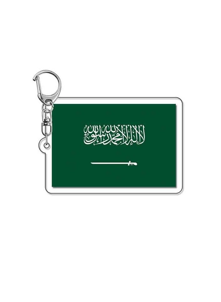 ميدالية مفاتيح أكريليك على شكل علم السعودية، هدية صغيرة، تذكار سفر.