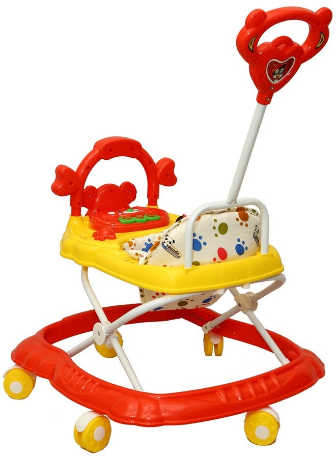 Goyal's Cartoon Baby Adjustable Walker - Music & Rattles with Parental Handle (Orange) - Image 5