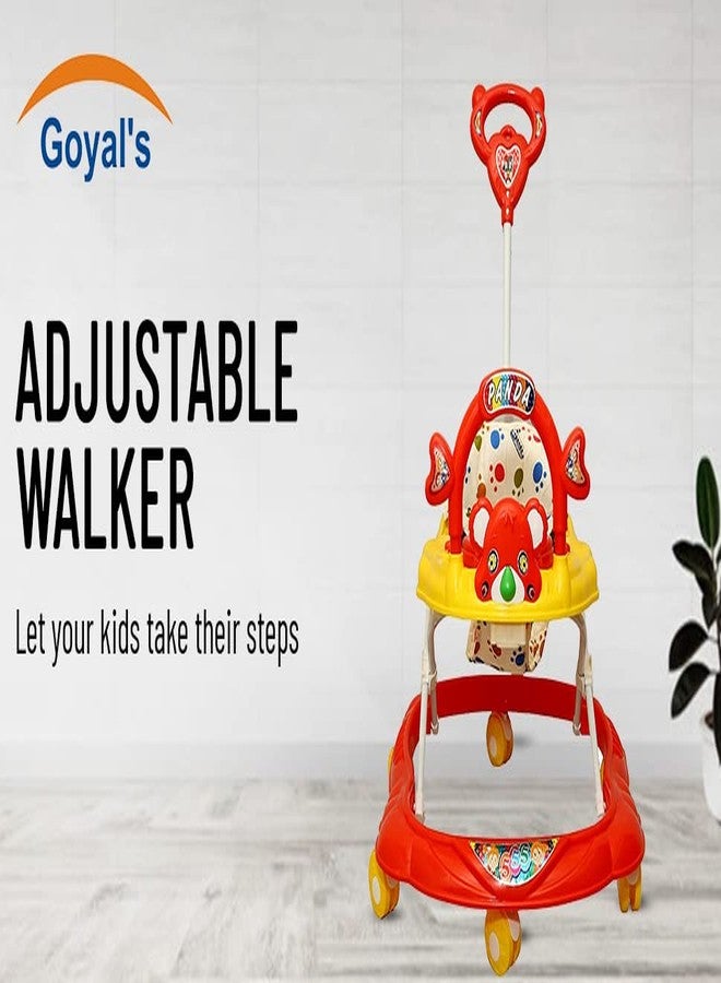 Goyal's Cartoon Baby Adjustable Walker - Music & Rattles with Parental Handle (Orange) - Image 2