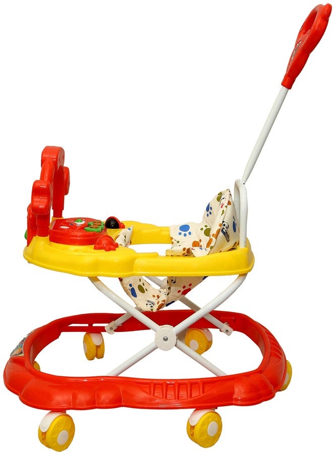 Goyal's Cartoon Baby Adjustable Walker - Music & Rattles with Parental Handle (Orange) - Image 3