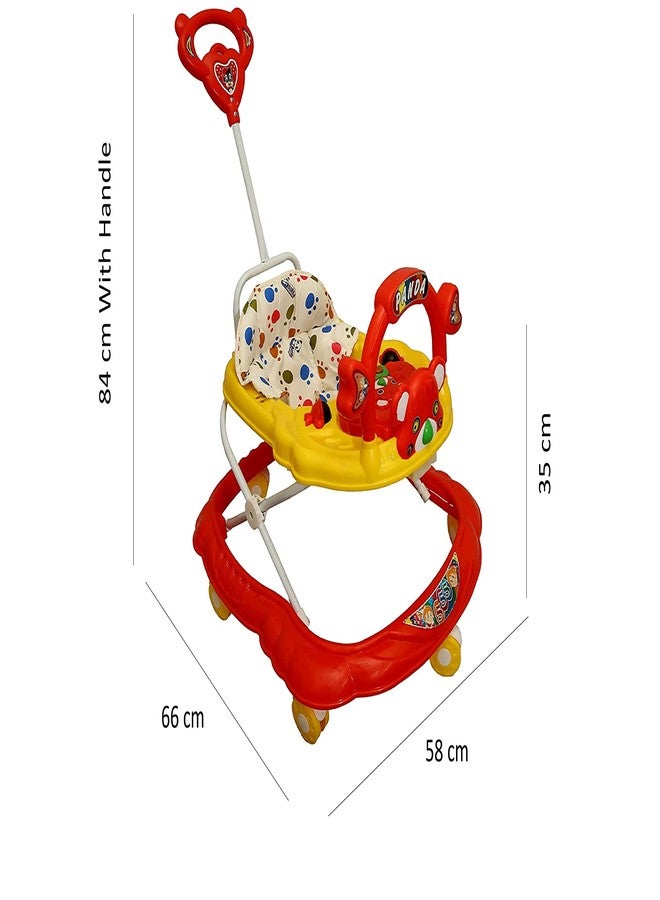 Goyal's Cartoon Baby Adjustable Walker - Music & Rattles with Parental Handle (Orange) - Image 4
