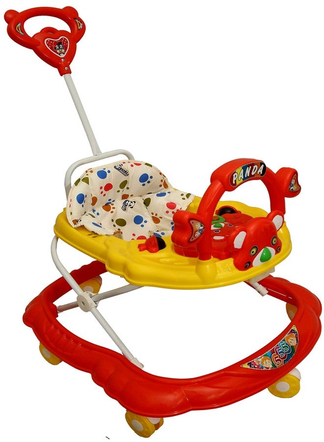 Goyal's Cartoon Baby Adjustable Walker - Music & Rattles with Parental Handle (Orange) - Image 1
