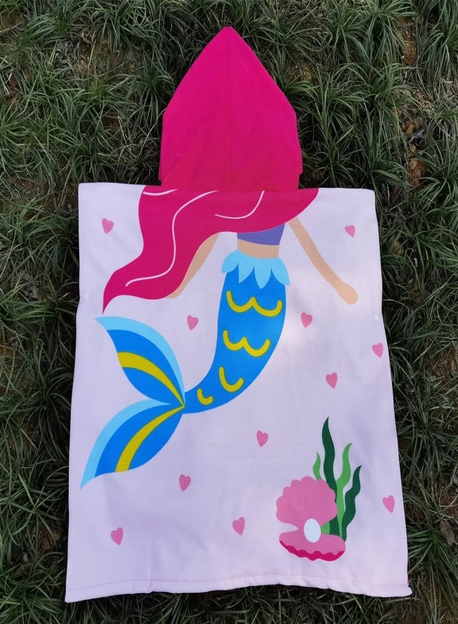 تزيد حورية البحر من منشفة حمام الأطفال الجديدة القابلة للارتداء وعباءة منشفة الشاطئ وملابس السباحة ورداء الاستحمام وتنورة الحمام ورأس منشفة حمام حورية البحر الوردية الكبيرة (ذيل أزرق) ذات الحافة المستقيمة - Image 3