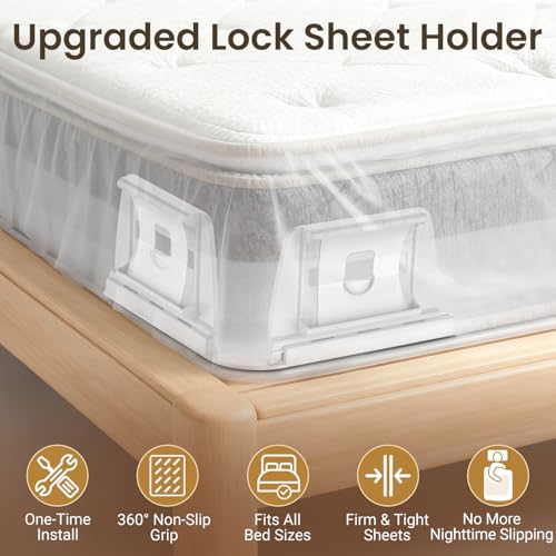 INSMART Sheet Holders - Bed Sheet Holder for Corners & Sides, Strong Elastic Sheet Straps & Grippers. Secures Fitted Sheet for Universal Fit Bed, Keep Sheets Tight All Night (Sheet Holders) - Image 2
