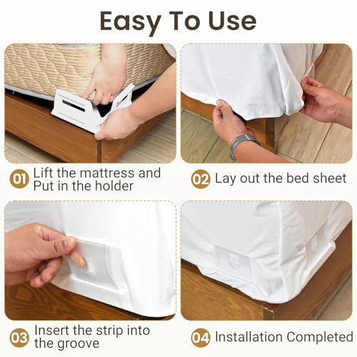 INSMART Sheet Holders - Bed Sheet Holder for Corners & Sides, Strong Elastic Sheet Straps & Grippers. Secures Fitted Sheet for Universal Fit Bed, Keep Sheets Tight All Night (Sheet Holders) - Image 5
