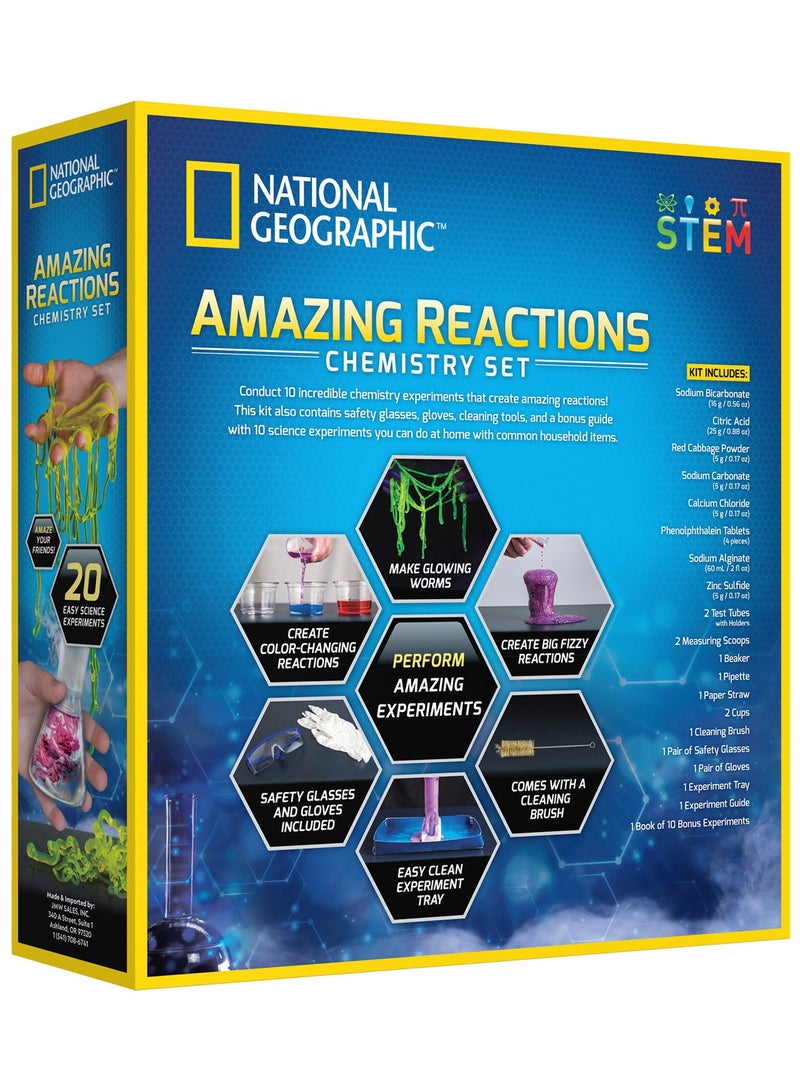 NATIONAL GEOGRAPHIC مجموعة تجارب كيمياء ردود فعل مذهلة - مجموعة تعليمية STEM للعلوم للأطفال 8 سنوات فما فوق - Image 3