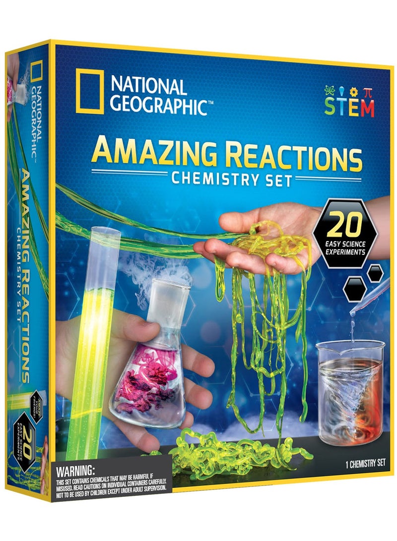 NATIONAL GEOGRAPHIC مجموعة تجارب كيمياء ردود فعل مذهلة - مجموعة تعليمية STEM للعلوم للأطفال 8 سنوات فما فوق - Image 1