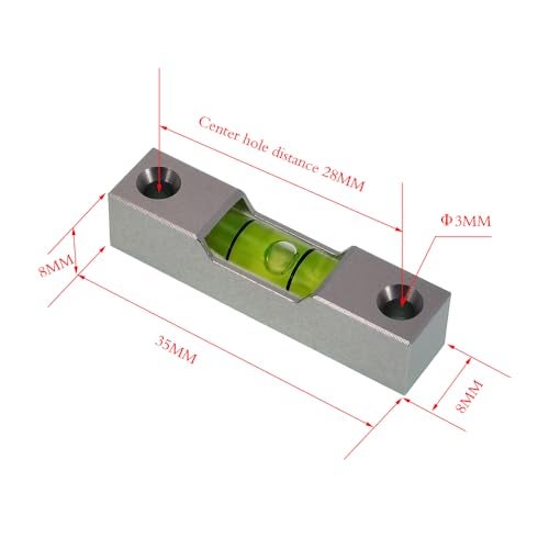 The Yan He Aluminum alloy small bar level, square horizontal bubble, water level ruler, installation hole adjustable head (35 * 8 * 8mm) - Image 2