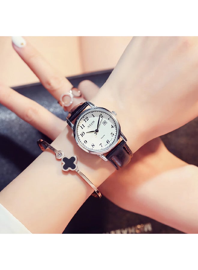 Julius Women's Watch Fashionable British Retro Style, With Calendar, For Exams, Students, Quartz Ladies Watch, Black, Ja-508la - Image 1