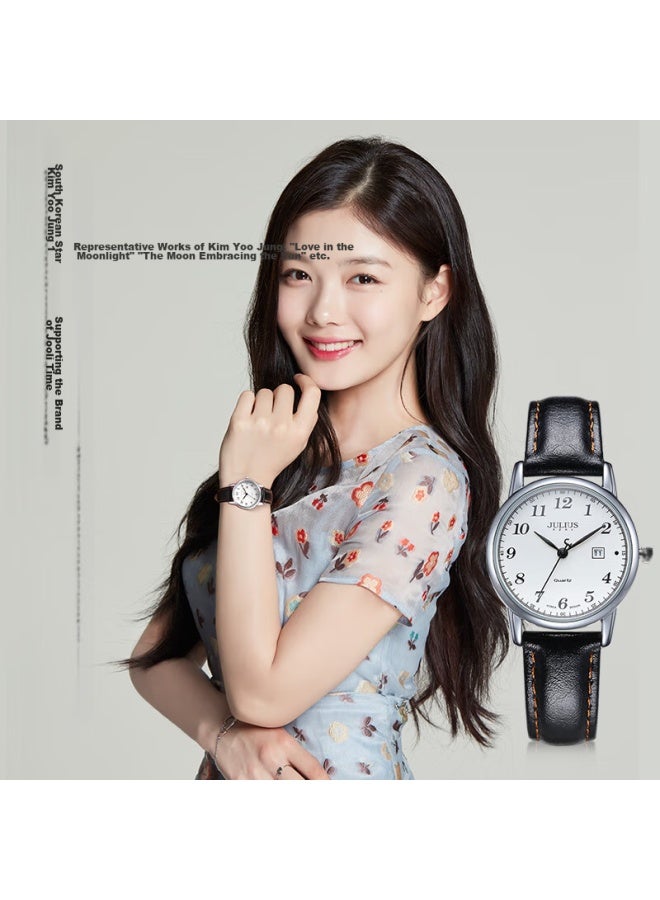 Julius Women's Watch Fashionable British Retro Style, With Calendar, For Exams, Students, Quartz Ladies Watch, Black, Ja-508la - Image 2