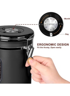 Arabest Airtight Coffee Canister, Coffee Jar for Coffee Grounds and Beans, Stainless Steel Kitchen Coffee Bean Can with Date Tracker and Scoop 1500ml Black  - Image 3
