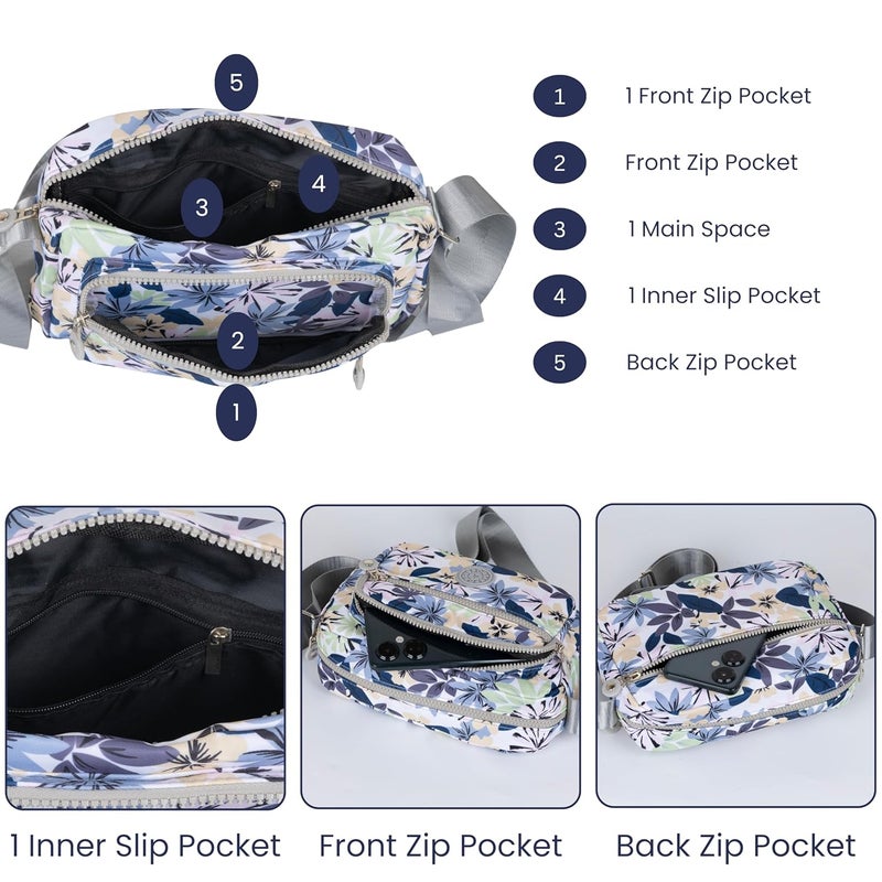 MISTYCDEP Crossbody Purse for Women, Nylon Waterproof Shoulder Purse, Messenger and travelling Bag Lightweight, Long Strap (Blue, Pack of 1) - Image 4