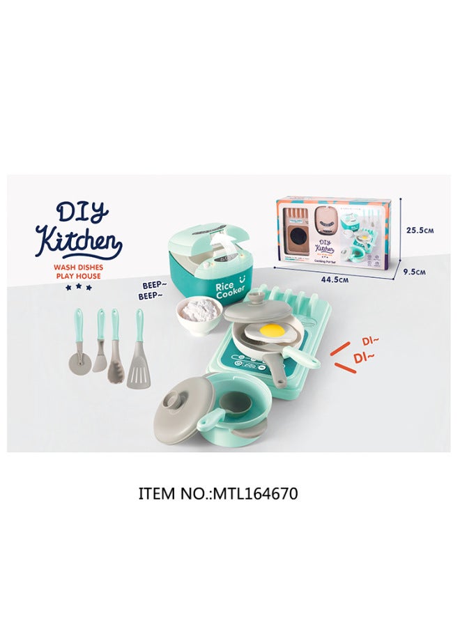 Simulation Induction Cooker Home Appliance Series Children Play House Electric Kitchen Toy Set Light Music-Color:Small Rice Cooker Set - Image 5