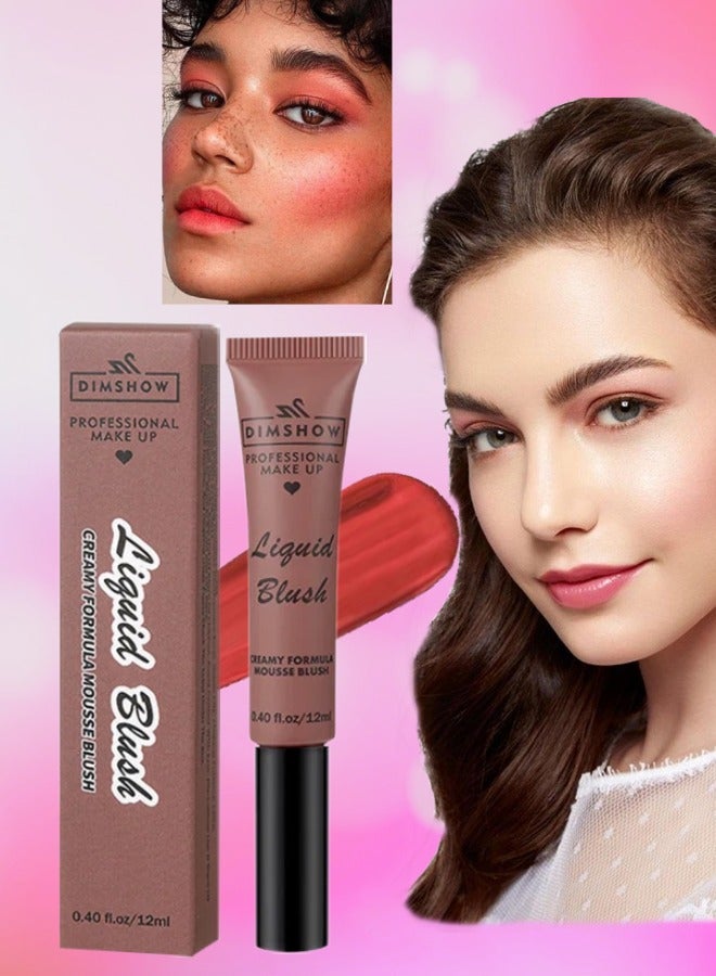 DIMSHOW Liquid Blush Creamy Formula Mousse Blush Creamy Liquid Matte Finish Blusher Face Beauty Makeup Liquid Tinted Mousse Blush Eyeshadow and Lipstick Long Wearing Moisturizing Blush 03 - Image 1