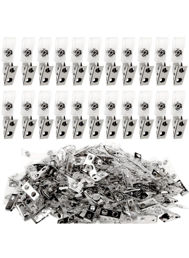 Happy Trees 150pc Metal Badge Clips with Strap clear ID Strap Clip Adapter - Image 1