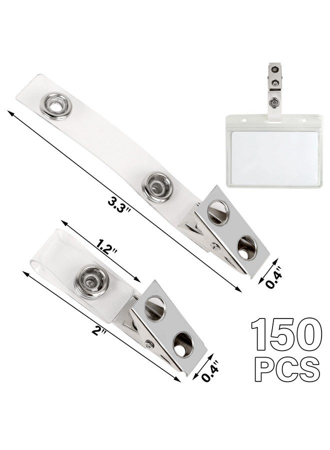 Happy Trees 150pc Metal Badge Clips with Strap clear ID Strap Clip Adapter - Image 2