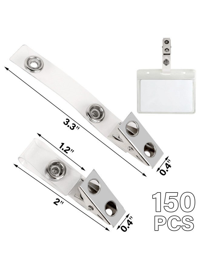 Happy Trees 150pc Metal Badge Clips with Strap clear ID Strap Clip Adapter - Image 4
