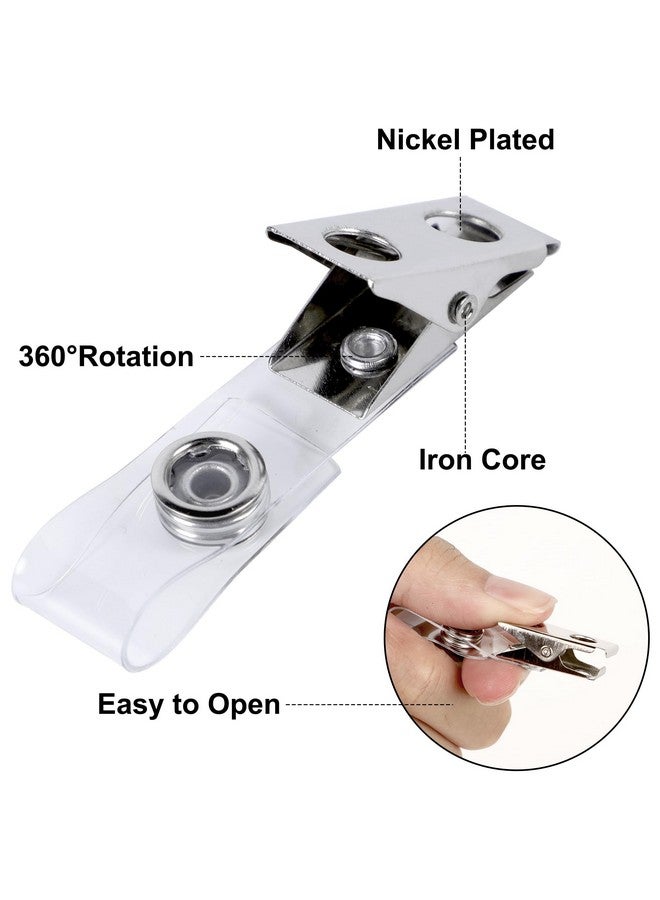 Happy Trees 150pc Metal Badge Clips with Strap clear ID Strap Clip Adapter - Image 3