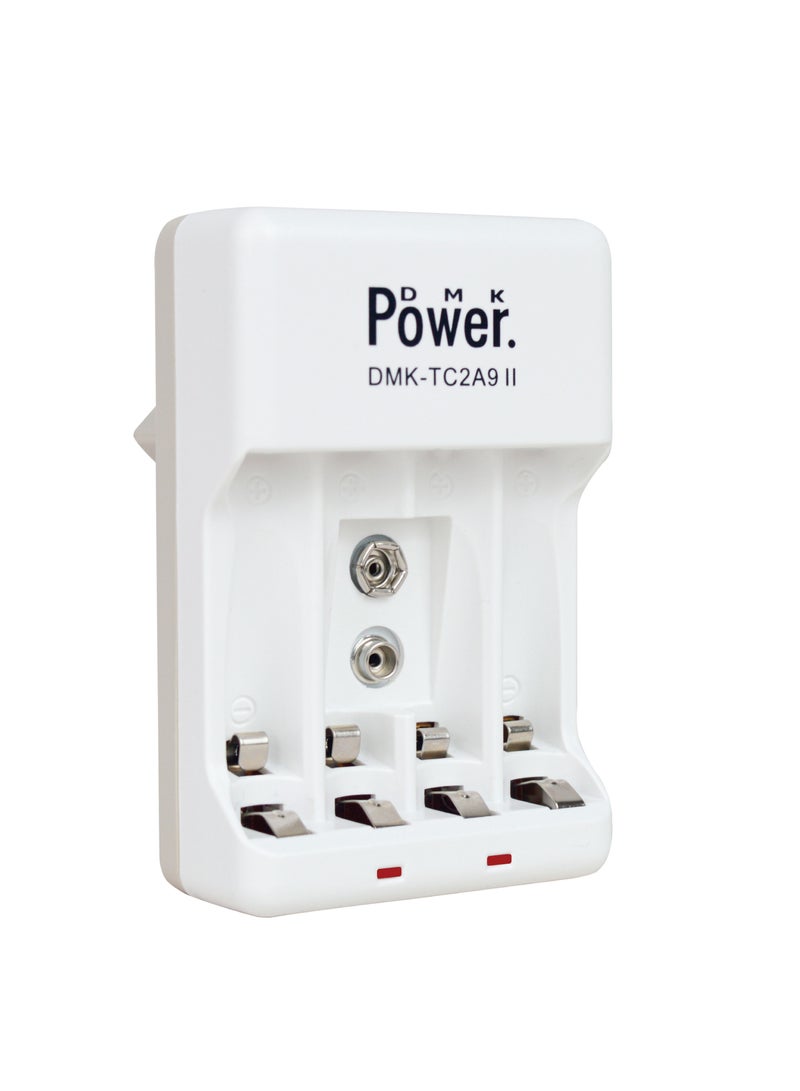 DMK POWER TC2A9 II Battery Charger with 4 AA AAA Slot and 1 9V Slot Compact Design Your Portable Power Solution for Rechargeable Batteries Anytime, Anywhere - Image 1
