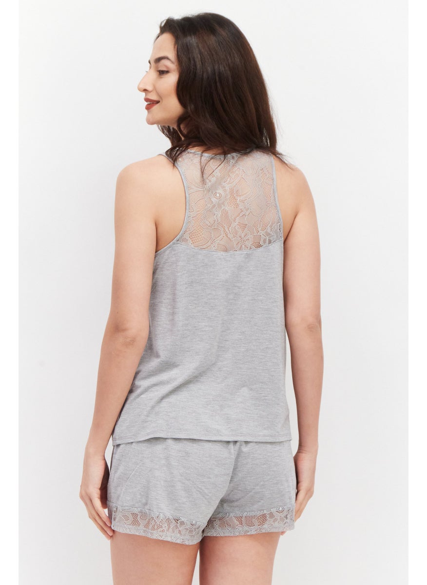 Flora By Flora Nikrooz - Women 2 Pieces Heather Top And Short Pajama Set, Heather - Image 1