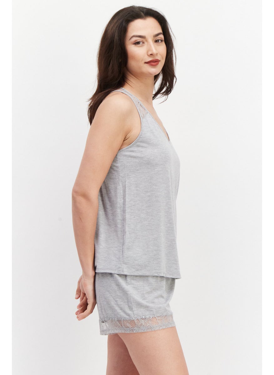 Flora By Flora Nikrooz - Women 2 Pieces Heather Top And Short Pajama Set, Heather - Image 1