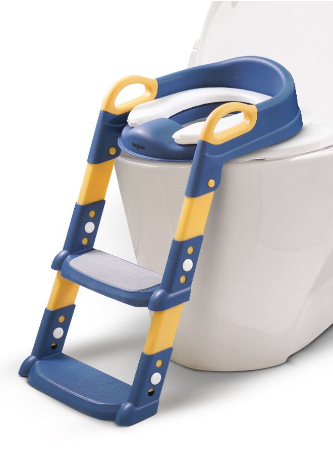 BAYBEE - Aura Baby Potty Seat With Ladder For Western Toilets Kids Toilet Potty Training Seat For Baby With Handle Cushion Kids Potty Chair Kids Potty Seat For Baby Kids 2 To 5 Years Boys Girls Yellow - Image 1