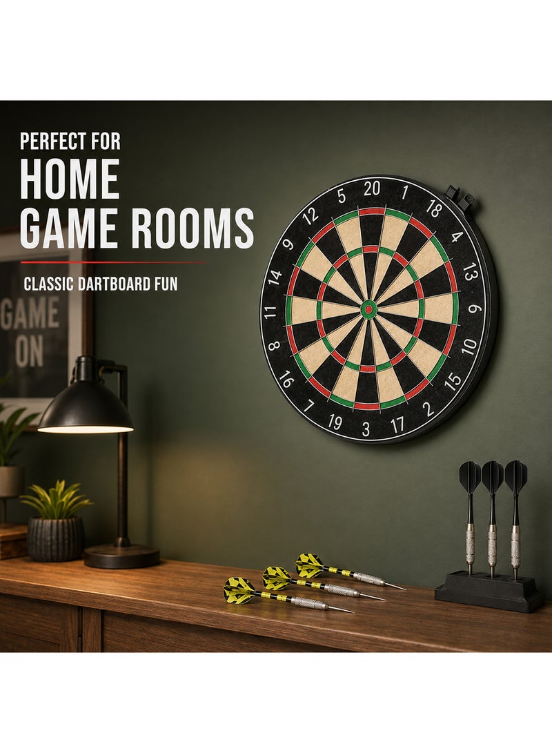 DEXO Bristle Steel Tip Dartboard Set with Staple-Free Bullseye, Galvanized Metal Radial Spider Wire Includes 6 Darts, Black, 17 inch - Image 4