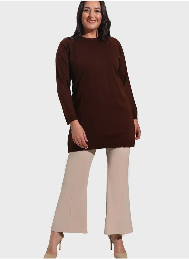 Alia by modanisa Round Neck Tunic Top