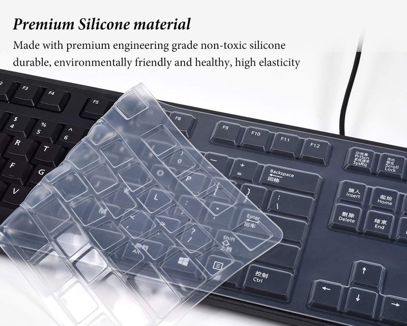 CASEDAO Ultra Thin Silicone Keyboard Cover for Dell Keyboard 104-key KB212-B KB4021 Wired Keyboard - Clear - Image 4