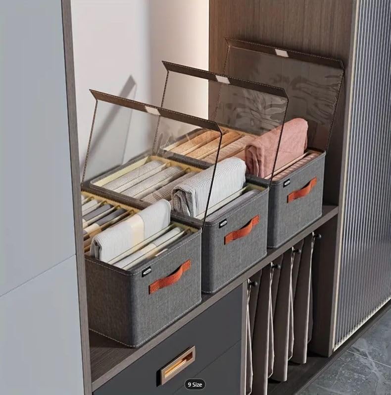 ZEXREL ZEXREL Wardrobe Organizer for Clothes with Metal Frame Rectangle Storage Baskets for Clothing Fabric Storage Box with Handles Shelf Basket for Storage Clothes Pants Jeans Sweater 3  - Image 4