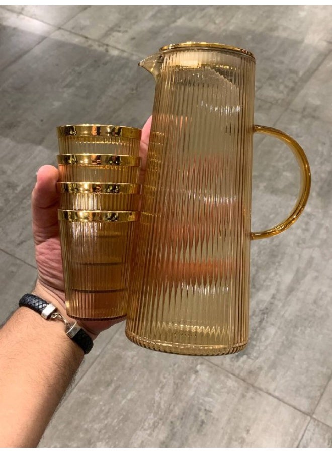 Drink serving set... acrylic material... 1.7 liter jug - 4-piece cup  - Image 3