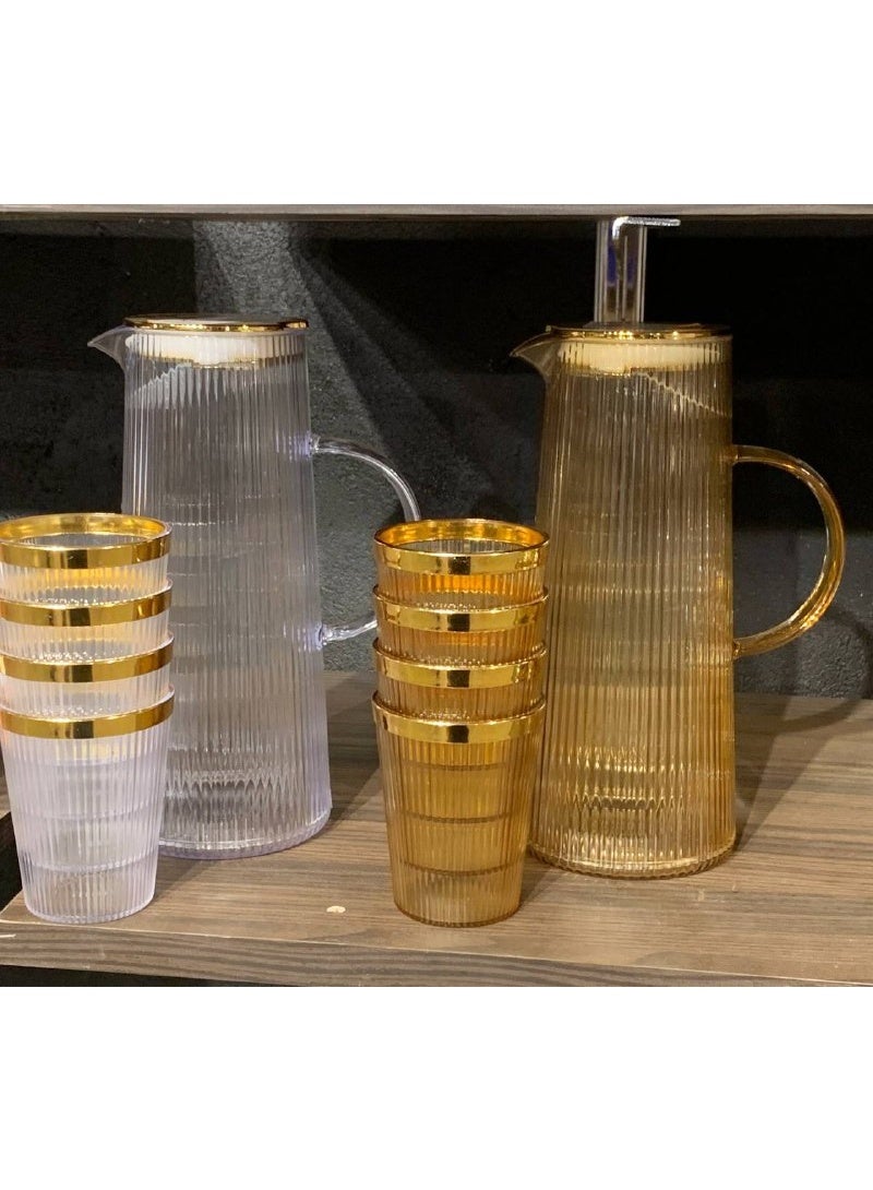 Drink serving set... acrylic material... 1.7 liter jug - 4-piece cup  - Image 1