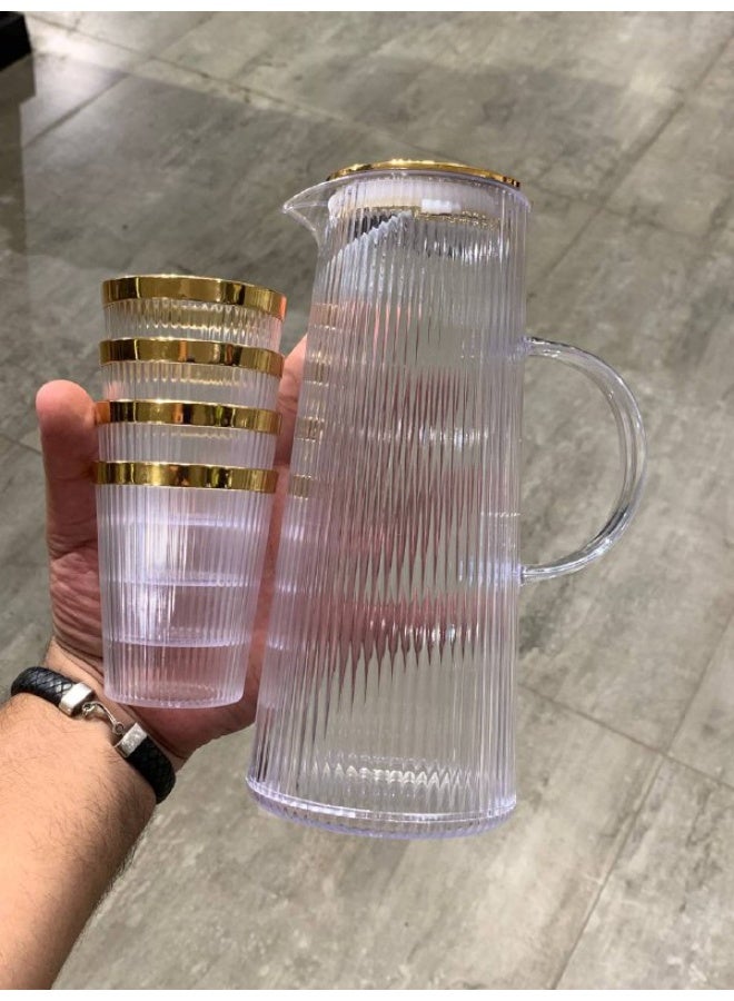 Drink serving set... acrylic material... 1.7 liter jug - 4-piece cup  - Image 2
