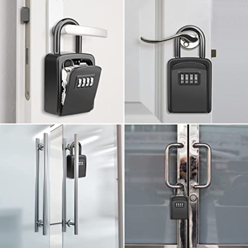 Key Safe Portable Lock Box for Keys Outdoor with Removable Shackle Hangable Combination Key Lock Box For Home Office Garage School Weather-Resistant Steel Construction 4-Digit Resettable Code - Image 3