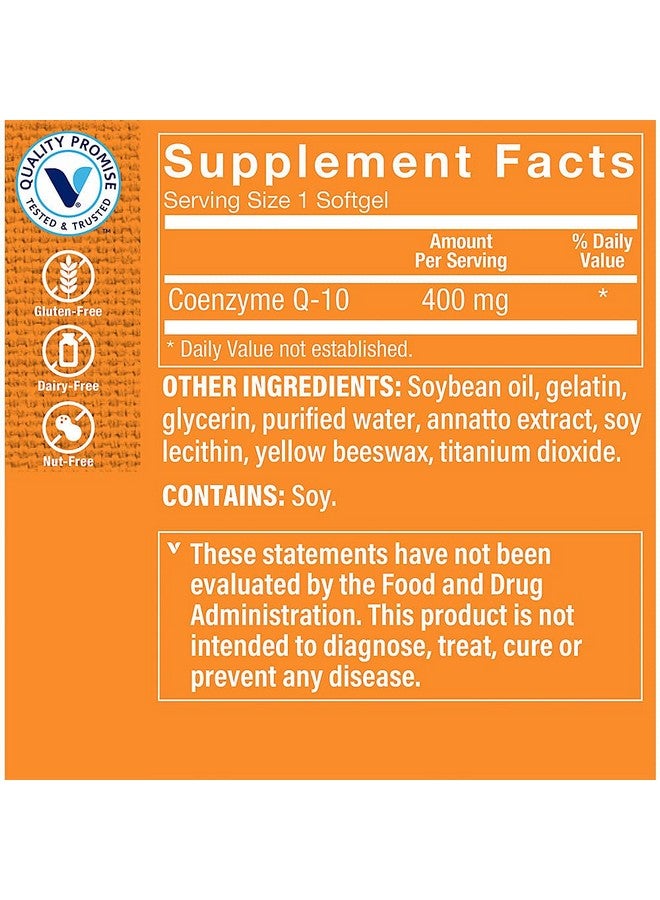 The Vitamin Shoppe فيتامين شوب كيو 10 400 ملغ - مفيد لمن يتناولون الستاتينات - يدعم صحة القلب والخلايا وإنتاج الطاقة الصحية، مضاد أكسدة أساسي - مرة واحدة يومياً (60 كبسولة لينة) - Image 3