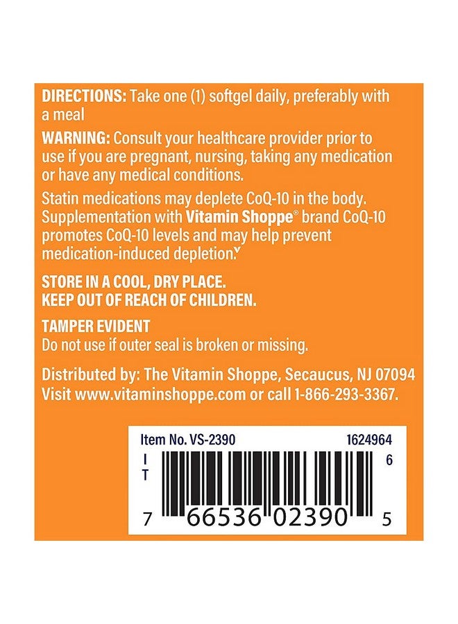 The Vitamin Shoppe فيتامين شوب كيو 10 400 ملغ - مفيد لمن يتناولون الستاتينات - يدعم صحة القلب والخلايا وإنتاج الطاقة الصحية، مضاد أكسدة أساسي - مرة واحدة يومياً (60 كبسولة لينة) - Image 4