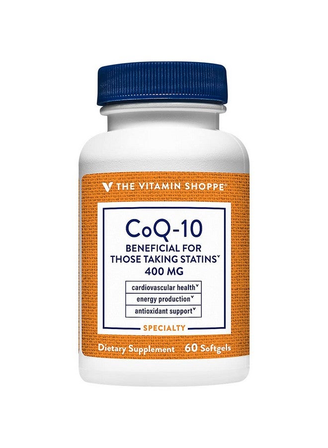 The Vitamin Shoppe فيتامين شوب كيو 10 400 ملغ - مفيد لمن يتناولون الستاتينات - يدعم صحة القلب والخلايا وإنتاج الطاقة الصحية، مضاد أكسدة أساسي - مرة واحدة يومياً (60 كبسولة لينة) - Image 1