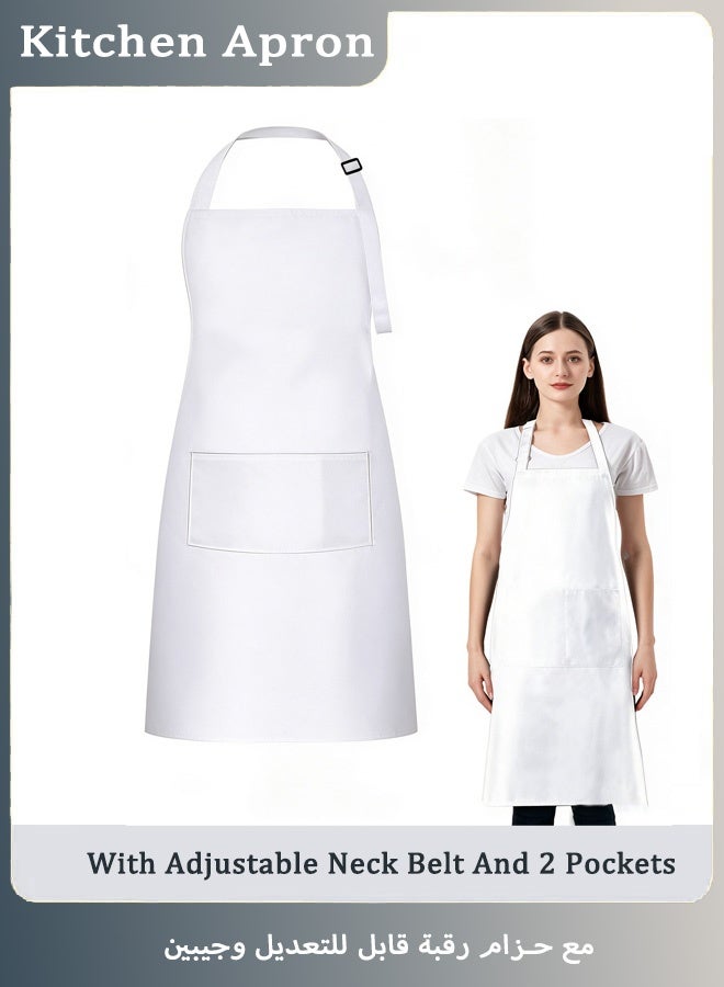Kitchen Apron With Adjustable Neck Belt And 2 Pockets White 67grams - Image 1