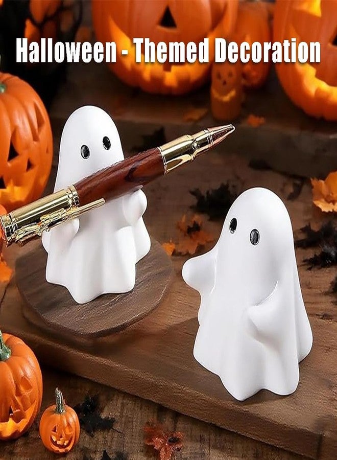 OULIGET Cute Ghost Pen Holder,Halloween Ghosts Resin Figurine Decoration,Adorable Pencil Stand,Humorous Desktop Art Piece for Indoor Halloween Party Tabletop Home Shelf - Image 2
