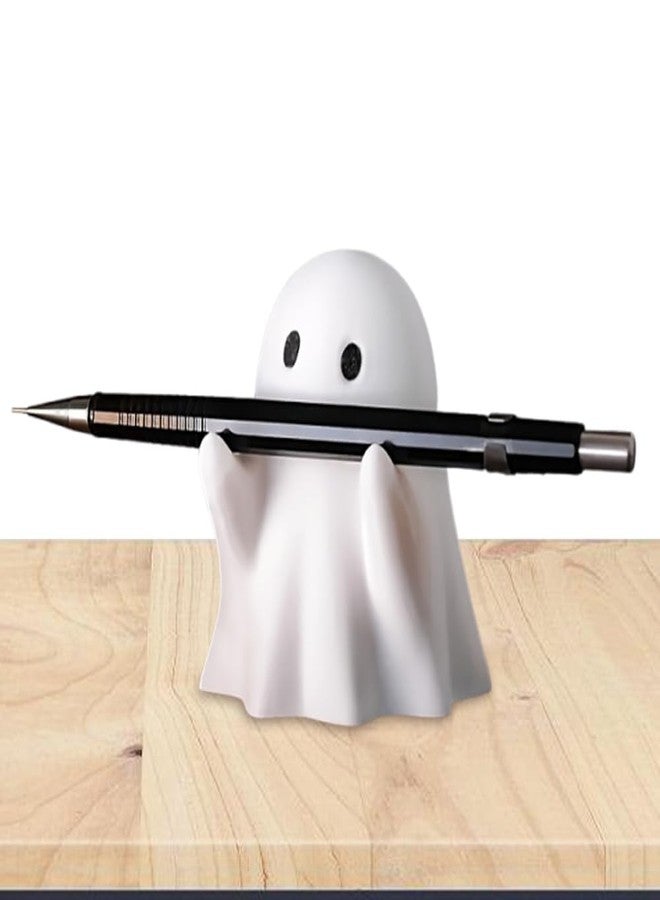 OULIGET Cute Ghost Pen Holder,Halloween Ghosts Resin Figurine Decoration,Adorable Pencil Stand,Humorous Desktop Art Piece for Indoor Halloween Party Tabletop Home Shelf - Image 1