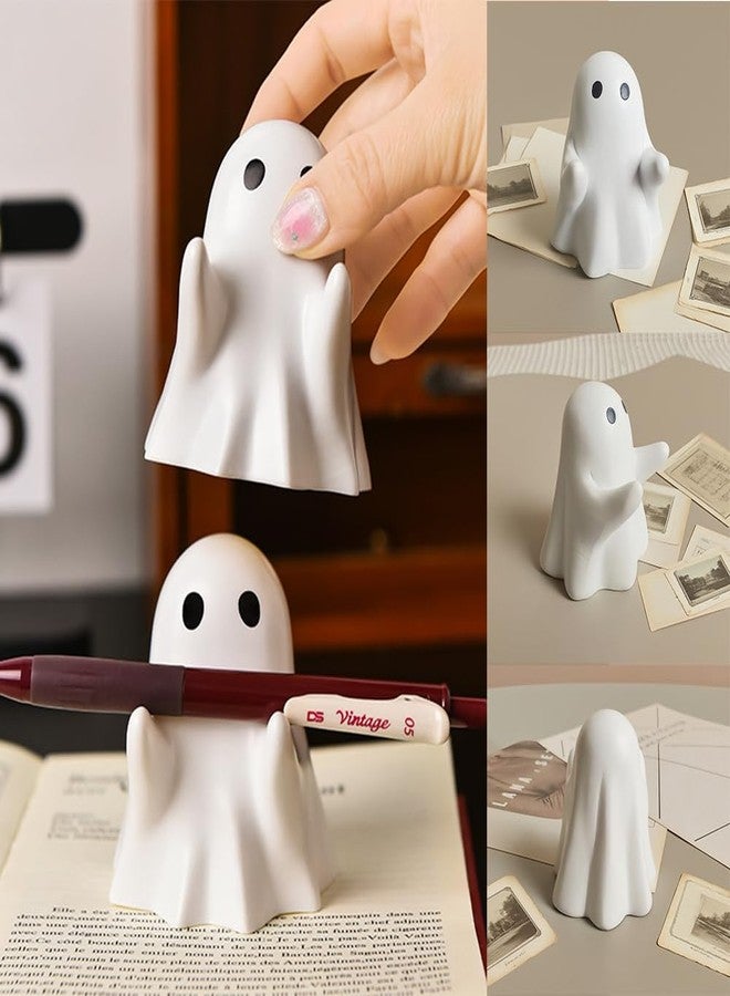 OULIGET Cute Ghost Pen Holder,Halloween Ghosts Resin Figurine Decoration,Adorable Pencil Stand,Humorous Desktop Art Piece for Indoor Halloween Party Tabletop Home Shelf - Image 4