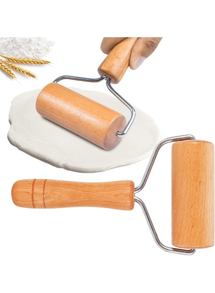 نشابة عجين  بكرة عجين خشبية بكرة بيتزا غير لاصقة مجموعة بكرات لخبز العجين بالمنزل والمطبخ وللخبز والطبخ (9.5 سم/3.74 انش) - Image 1