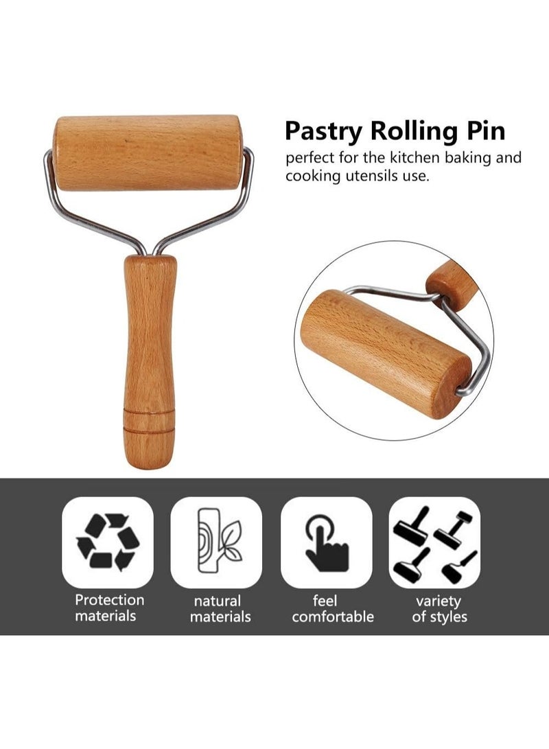 نشابة عجين  بكرة عجين خشبية بكرة بيتزا غير لاصقة مجموعة بكرات لخبز العجين بالمنزل والمطبخ وللخبز والطبخ (9.5 سم/3.74 انش) - Image 3