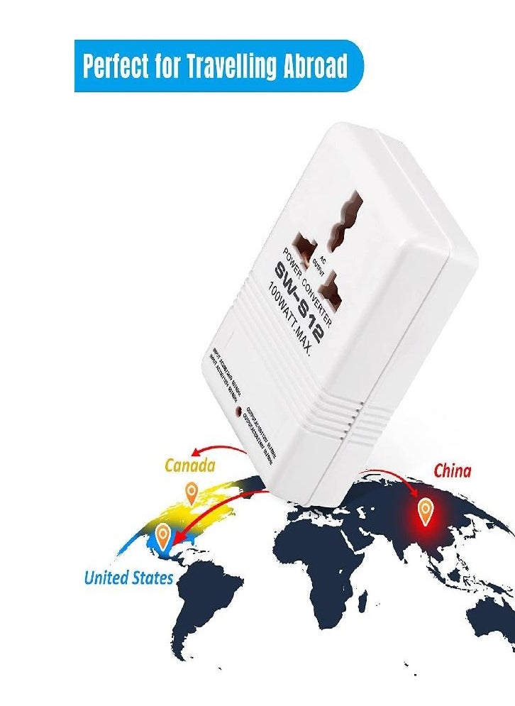 Singway Voltage Power Transformer Converter Adapter - 110V to 220V or From 220V to 110V International Standard 2 Prong (SW-S12-100W)