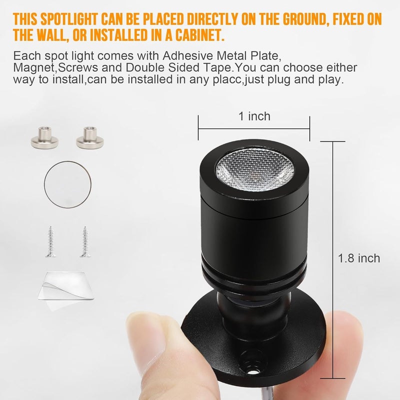 Taysing LED Spot Light Indoor Little Mini Spotlight Accent Lights for Display, Paintings, Pictures, Plants, Jewelry, Shelves, Cabinets, Posters, Showcase(SoftWhite 6 Pack Dimming&Timing) - Image 3