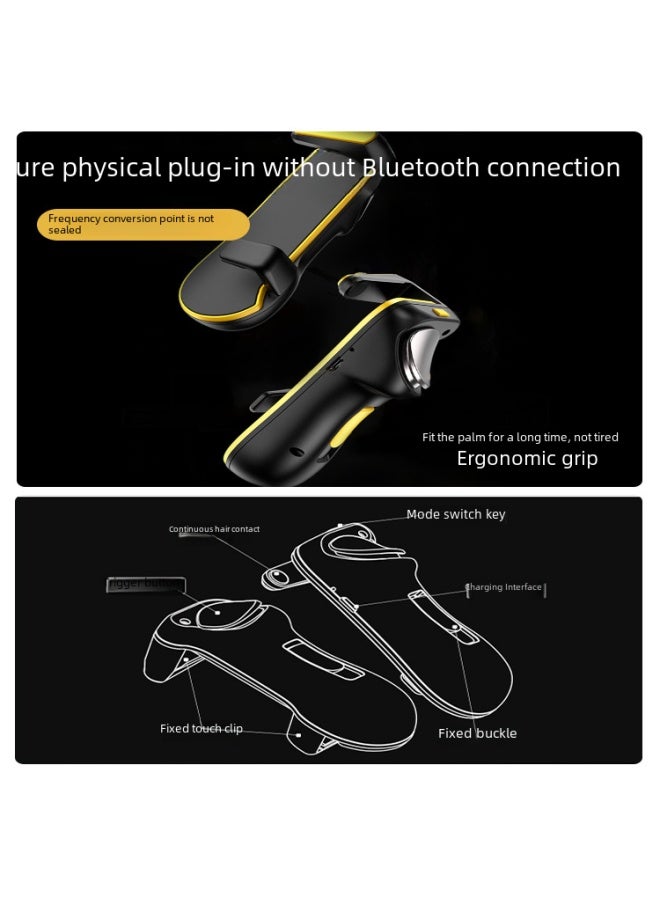 Multi-functional Tablet Game Controller Frequency Change Burst Aid on Direct Sale From Manufacturer For Mobile Games-Product Color:Yellow JS62 Six Finger Linkage - Image 4